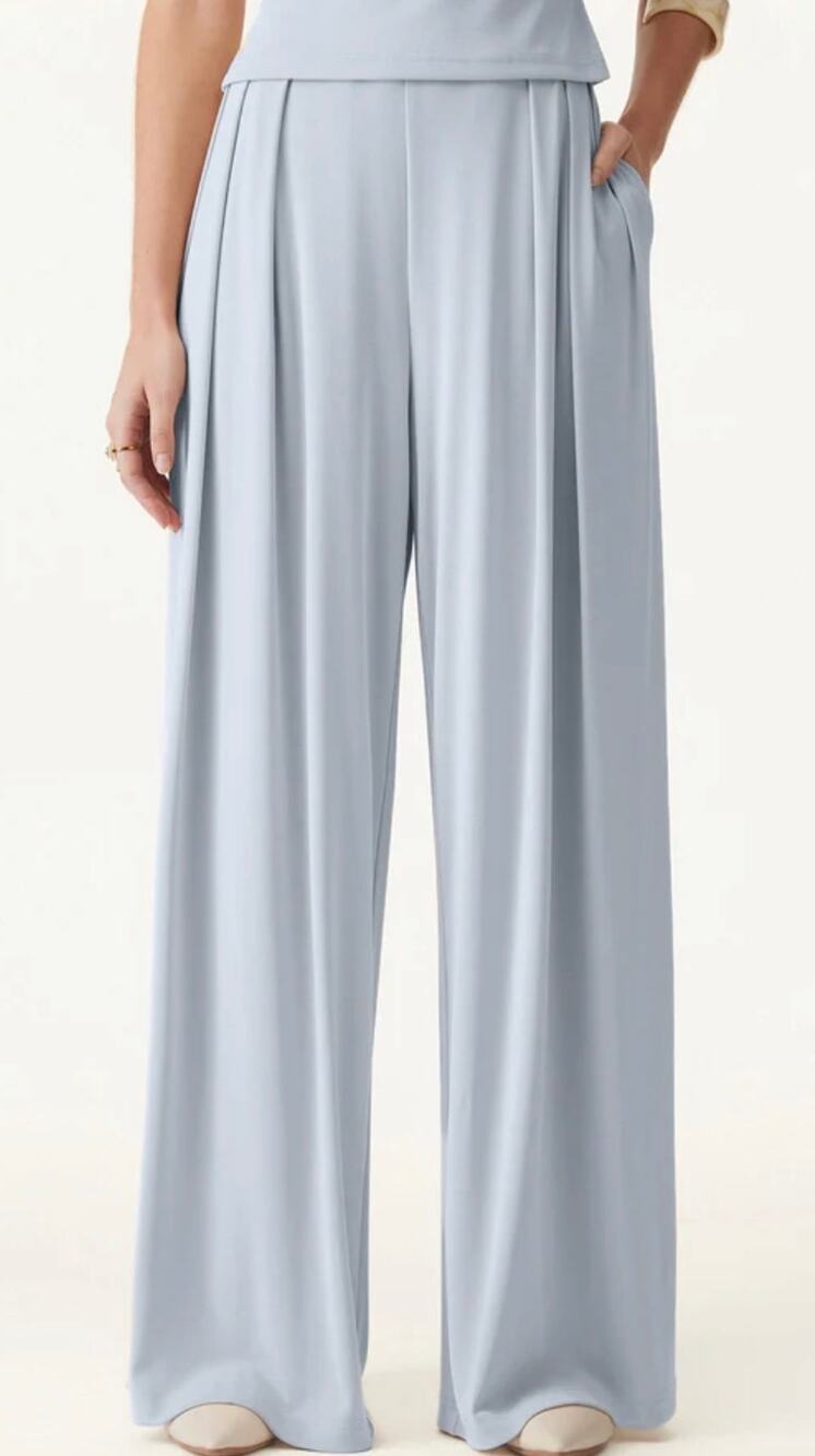 Brand New OGL Sandwashed Mid Rise Pleated Wide Leg Palazzo Pant with Pockets 2X